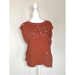 Free People rust colored distressed (holes) top